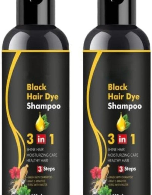 Herbal 3 in 1 Hair Dye Instant Black Hair Shampoo for Women & Men ( Pack Of 4 )